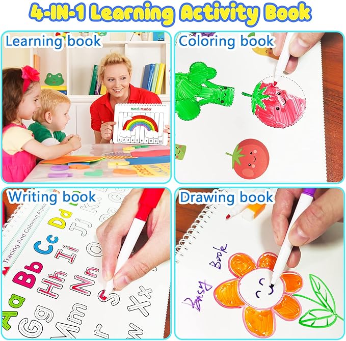 Huijing Montessori Preschool Learning Activities Busy Book - Workbook Activity Binder / Toys for Toddlers, Autism Learning Materials and Tracing Coloring Book
