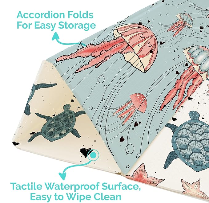 JumpOff Jo Foldable Foam Play Mat ??Large Waterproof Baby & Toddler Activity Floor Mat, Double-Sided 70 x 59 Inch Play Surface