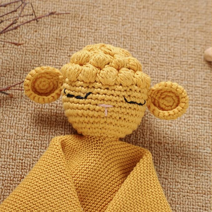 Neiwech Sheep Snuggle Loveys for Babies Cotton Baby Security Blanket for Newborn Infant Boys Girls Yellow