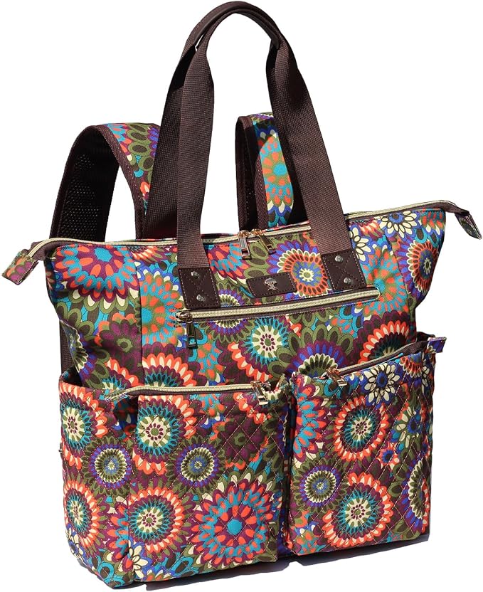 ESVAN Diaper Tote Bag Totepack Backpack 2 in 1 for Women Multifunctional Large Capacity with Insulated Pockets Travel | Multifunctional
