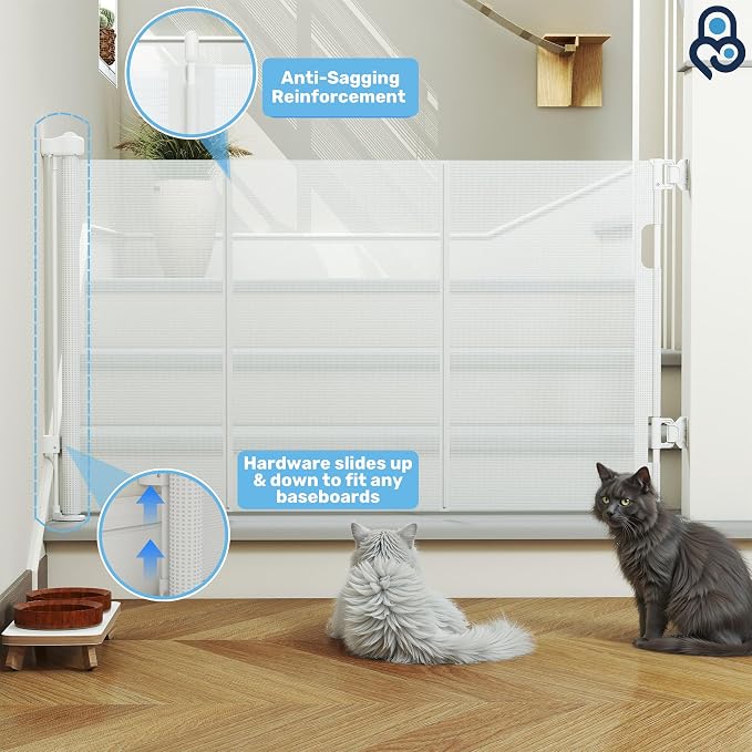 Baby Proof Me Retractable Baby Gate for Stairs & Doorways - 71” Wide Mesh Safety Gate for Toddlers, Dogs & Pets - Indoor/Outdoor Retractable Dog Gate for Hallways, Deck, Porch - Easy Installation