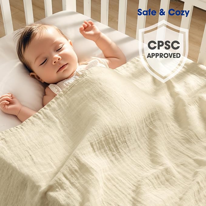 david's kids 4 Pack Baby Muslin Swaddle Blankets 47" x 47", 100% Cotton Swaddle Wrap for Boys Girls, Ultra Soft Breathable Receiving Blanket for Newborns, Rose Smoke & Sage Green & White Cap & Sepia