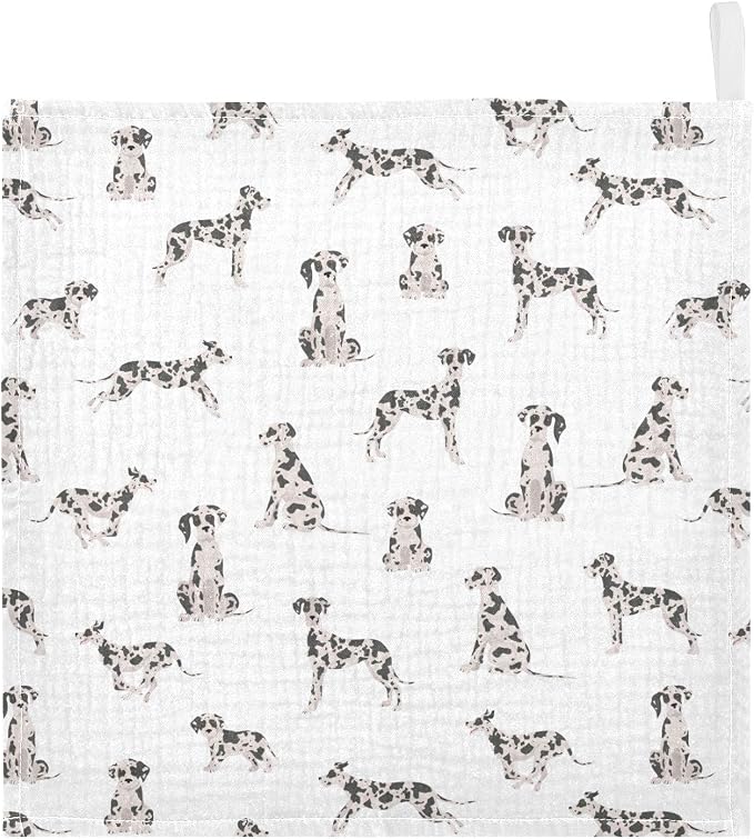 vvfelixl Baby Cotton Washcloths Great Dane Dog Infants Bath Towel for Unisex Face Towels for Newborn, Natural Baby Wipes Delicate Skin, 11.8 X 11.8 inch, one sizex5