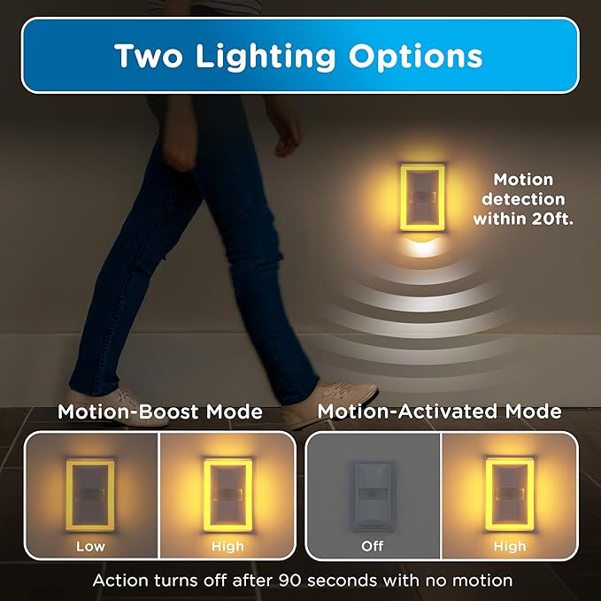 Enbrighten SleepLite LED Night Light Motion Sensor Nightlight Dusk to Dawn Amber Lights Ambient Lighting Room Decor for Bedroom Baby Nursery Bathroom White