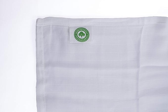 Organic Cotton White Swaddle Blankets - 4 Piece Set of Organic Gauze Muslin Swaddle Blankets - Breathable and Multi-Purpose Cotton Blanket for Newborn and Infants - 47"x47" (White - 4 Swaddles)