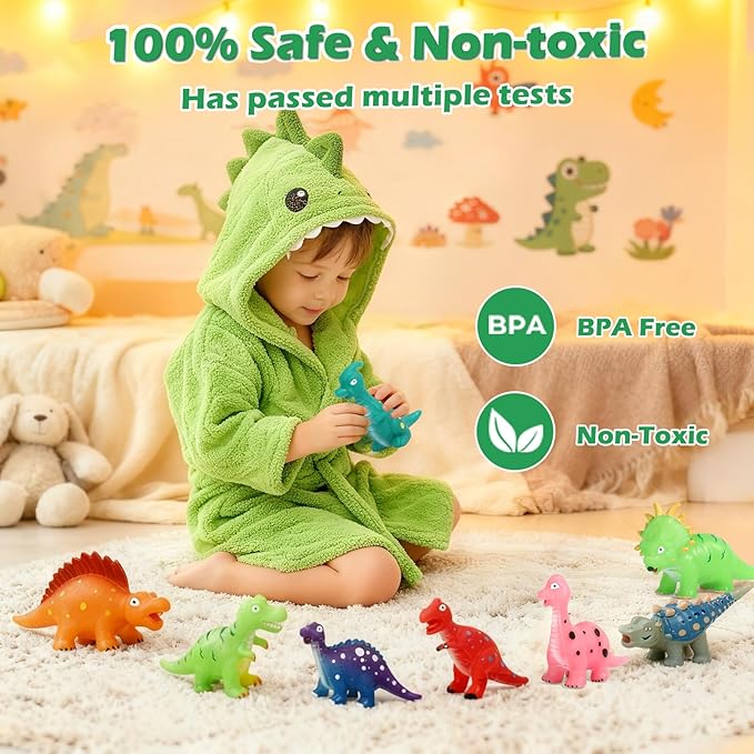 Color Changing Dinosaur Bath Toys: Fun Mold Free Bath Toys for Kids Ages 2-8 Who Hate Baths - Stops Bath Time Fights in 3 Seconds