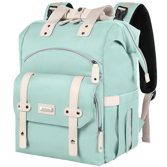 Jiefeike Diaper Bag Backpack,Green diaper bags for baby girl boy, girl diaper bag backpack, Insulated Pockets Portable toddler diaper bag RFID Anti-Theft Pocket
