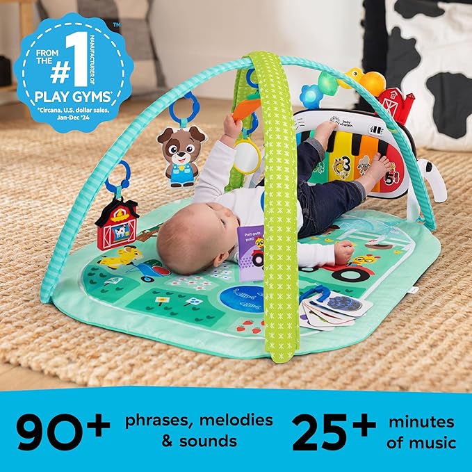 Baby Einstein Farm Explorers 4-in-1 Kickin??Tunes Musical Meadow Music & Language Discovery Gym, Ages 0 Months and Up