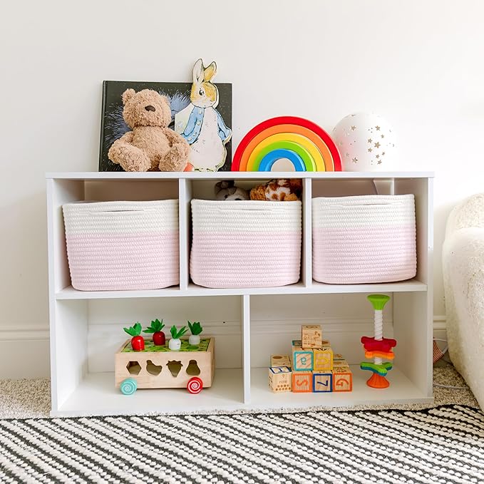 NaturalCozy Storage Cubes 9?�x9?�x7?�Cotton Rope Woven Baskets for Organizing 3-Pack | 9 Inch Cube Storage Bin | Small Basket for Shelf Nursery, Pantry, Decorative Plant, Bathroom Closet, Toy Gift