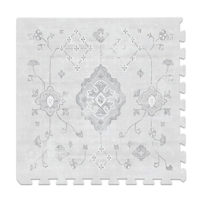 Lillefolk Baby Play Mat for Floor – 6x6ft Vintage Gray | PFAS Free Non Toxic Premium EVA Foam Tiles for Tummy Time, Crawling & Playpen – No Loose Edges Interlocking Mat for Babies & Toddlers (9 Tiles)