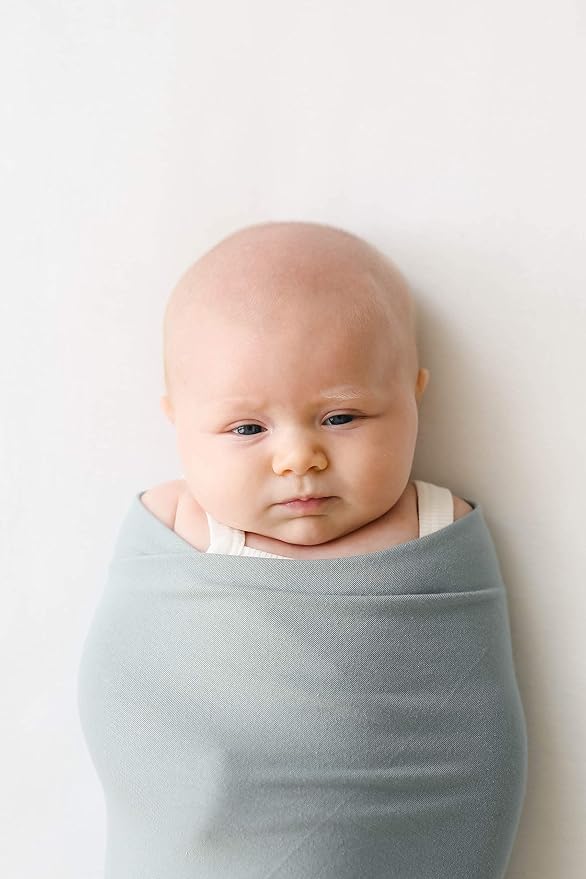 snuggle me Swaddle | Organic Cotton Swaddle Blanket, Soft Stretch, 47 x 47 inches (Slate)