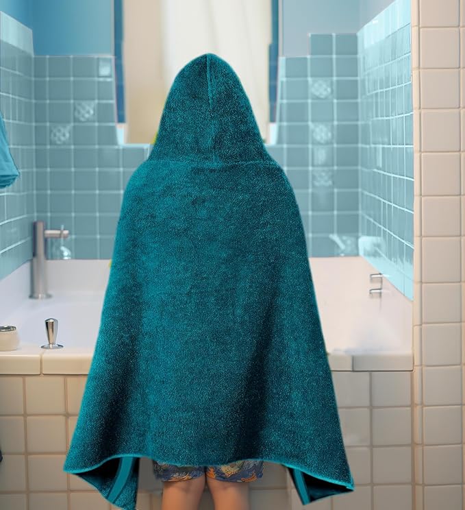 ORIGINAL KIDS Hooded Bath Towel Wrap - Ultra Soft 100% Cotton Terry Large Oversized Hooded Kids Towel - Toddler Big Kid Shower Pool Beach Towel - Absorbent Quick Dry Easy Care Gift - 30 x 54 - Teal