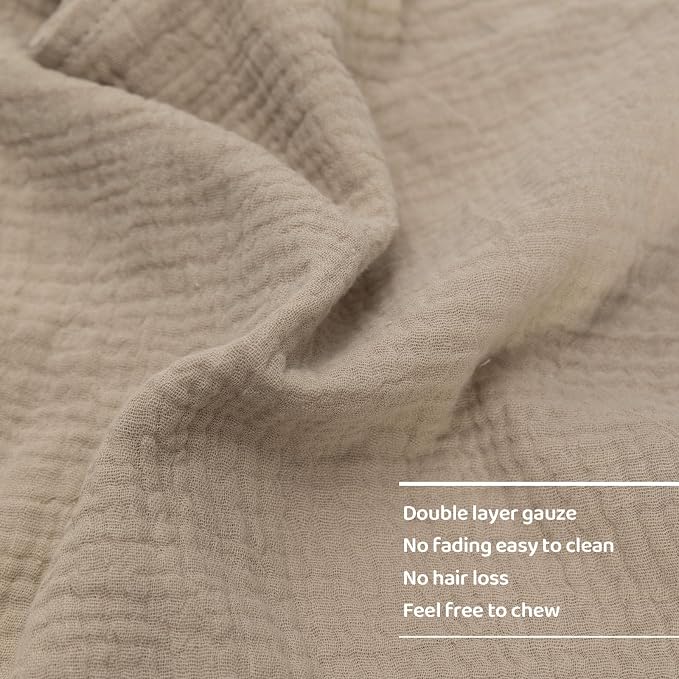 Organic Cotton Muslin Bunny Lovey Blanket, Soft & Breathable Security Blanket for Newborns, Unique Baby Gifts for Boys and Girls, 2 Pcs Set (Pink&Khaki)