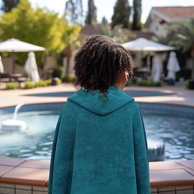 ORIGINAL KIDS Hooded Bath Towel Wrap - Ultra Soft 100% Cotton Terry Large Oversized Hooded Kids Towel - Toddler Big Kid Shower Pool Beach Towel - Absorbent Quick Dry Easy Care Gift - 30 x 54 - Teal