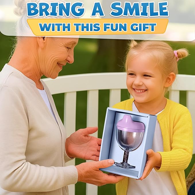 VIKROM Baby Wine Sippy Cup for Toddlers ??Spill-Proof Goblet 5 oz with Lid, Fun Stemware Design, Easy-Grip Pretend Baby Wine Glass Sippy Cup for Toddler Parties, Playtime, Everyday Drinks and Gifts