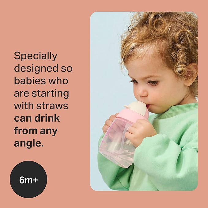Tommee Tippee Starter Weighted Straw Baby & Toddler 10oz Sippy Cup for 6 Months+, with Silicone Weighted Straw and Easy-Hold Handles, BPA Free, Blue & Green, Pack of 2