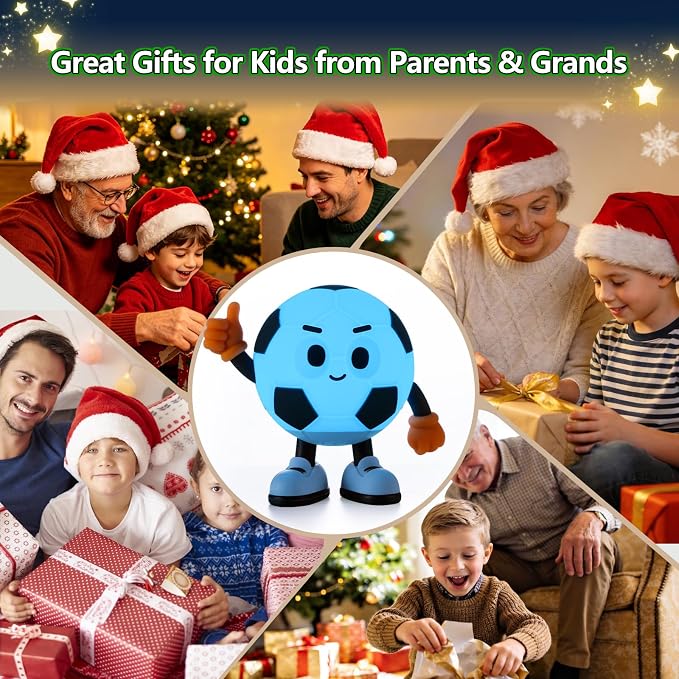Soccer Gifts for Boys Girls, Soccer Night Light，Soft Silicone with Touch Control, 7 RGB Colors, Auto-Off, Dimmable, Rechargeable 1200mAh, Teen Kids Sports Fan Birthday Gifts (Classic)