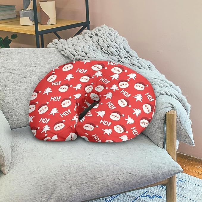 Santa Claus Christmas Tree Nursing Pillow Detachable Newborn Original Breastfeeding Slipcover Case and Positioner Removable Head Support Protector Cushion Essential with Hidden Zipper
