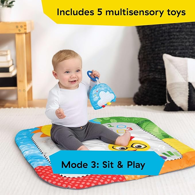 Baby Einstein Cal?™s Curiosity Center Foldaway Play Gym, Educational Activity Gym, with Music & 5 Multisensory Toys; Ages 0 Months and up