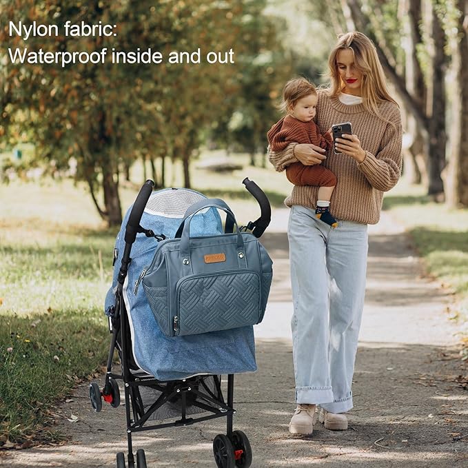 FHELAD Lightweight Mini Diaper Backpack for Quick Trips - 5-Way Carrying Waterproof Baby Bag with Insulated Bottle Pockets, Perfect for Hospital & Park Outings, Dark Gray