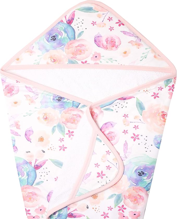 Copper Pearl Hooded Bath Towels Premium Knit/Terry Cloth Baby Towels with Hood, Pockets, and Cool Designs - Great to Gift and Make Bath Time Fun - Baby Bath Towel, Bloom