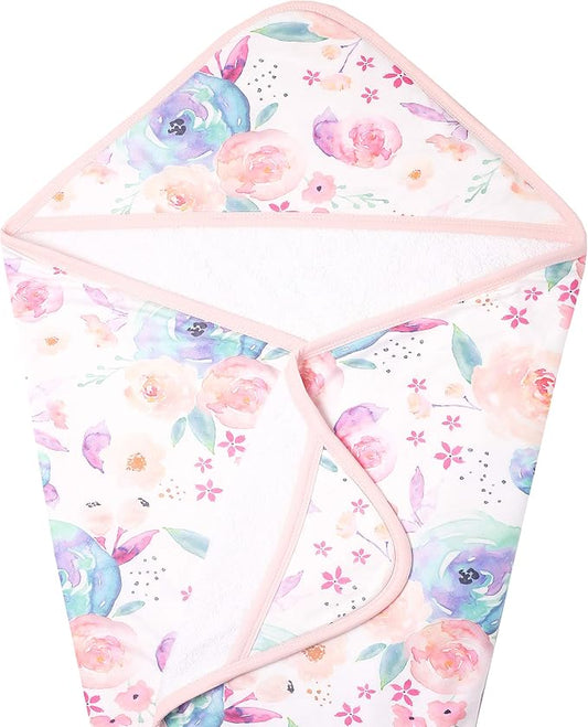 Copper Pearl Hooded Bath Towels Premium Knit/Terry Cloth Baby Towels with Hood, Pockets, and Cool Designs - Great to Gift and Make Bath Time Fun - Baby Bath Towel, Bloom