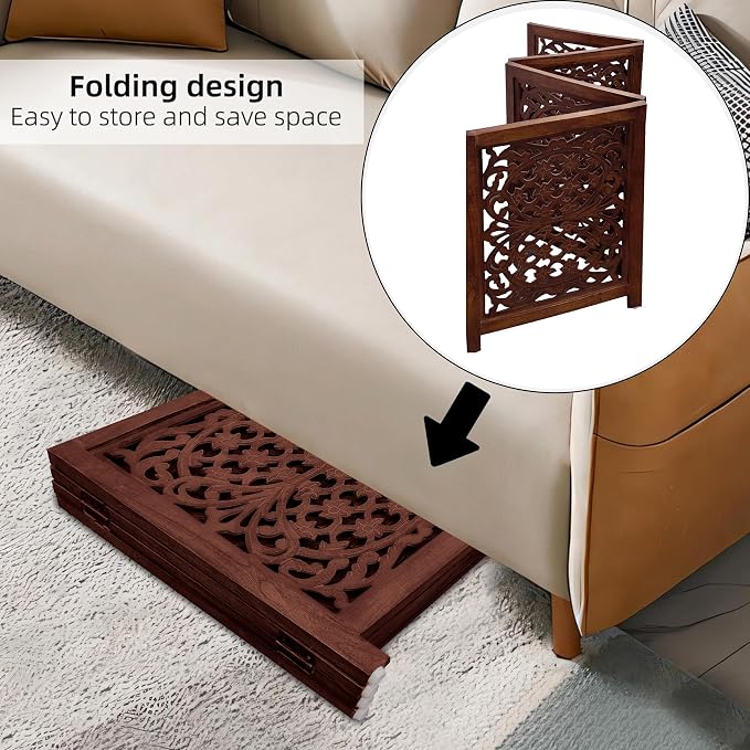 Lightnpro 4 Panel Wooden Dog Gate - 72 Inch Extra-Wide Freestanding Pet Fence - Foldable Indoor Safety Barrier for Small Dogs for Stairs, Doorways & Hallways – Natural Burnt (24x18 Inch Panels)