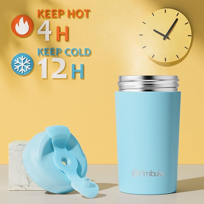 Fimibuke Kids & Toddler Cups, 10 OZ Spill Proof Straw Cups for Toddlers, Leak-Proof Kids Insulated Tumblers with Screw-On Lid & Silicone Straws with Stopper, Stainless Steel Sippy Cup for Girls Boys