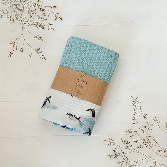Mouliss Personalized Baby Blanket with Name ??Handmade 100% Organic Cotton Newborn Gift | Custom Knit Blanket for Boys, Girls, Kids & Baby Showers