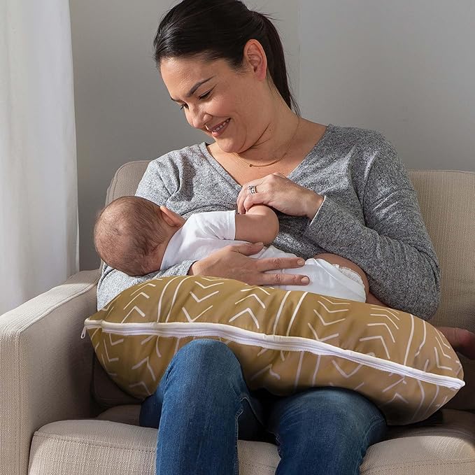 Boppy Nursing Pillow Cover, 100% Organic Cotton, Camel Stitched Stripe, Fits The Original Support Pillow for Breastfeeding and Bottle Feeding, Cover Only, Nursing Support Pillow Sold Separately