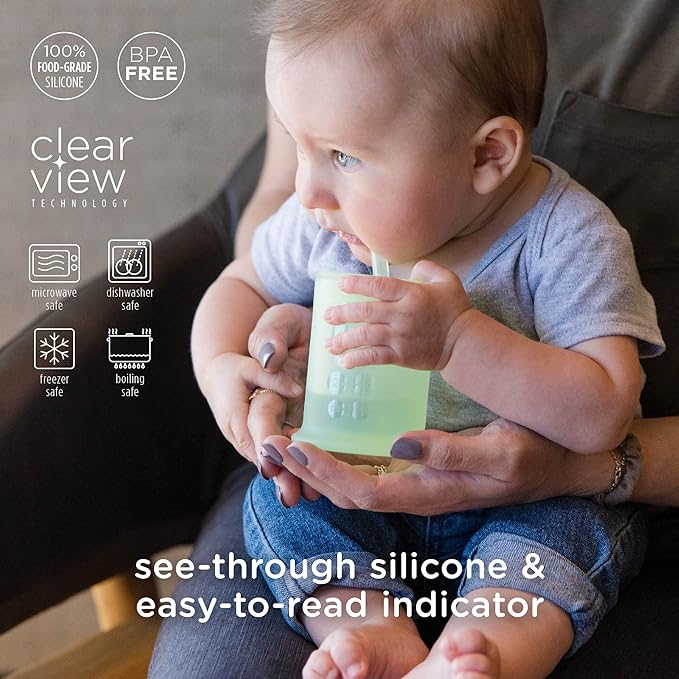 Olababy Silicone Training Cup with Straw Lid Bundle 5oz Coral + 9oz Mint