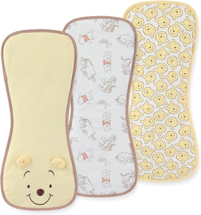 Disney Baby Winnie the Pooh Burp Cloths 3 Pack Soft Absorbent 20" x 10" Leakproof Burping Rags for Newborn and Infants