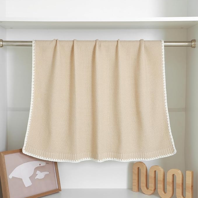 mimixiong Cotton Baby Blanket Gender Neutral Nursery Swaddling Blanket for Shower Gift Registry for Baby Camel 40 x30 Inch