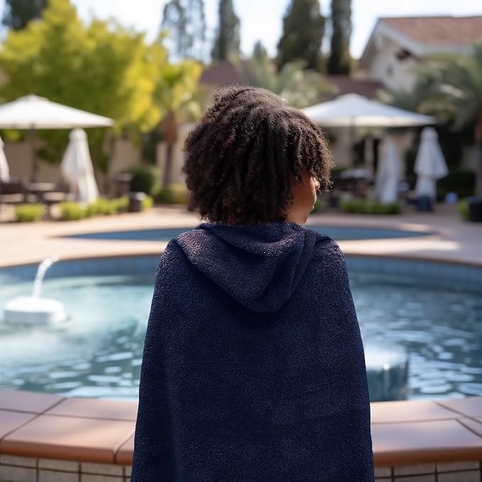 ORIGINAL KIDS Hooded Bath Towel Wrap - Ultra Soft 100% Cotton Terry Large Oversized Hooded Kids Towel - Toddler Big Kid Shower Pool Beach Towel - Absorbent Quick Dry Easy Care Gift - 30 x 54 - Navy