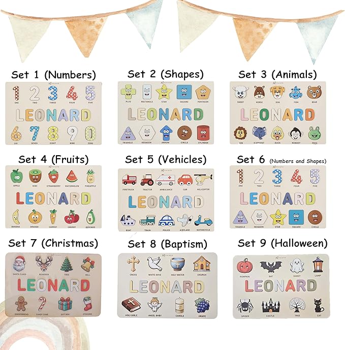 Personalized Name Puzzle for Toddlers 1-3 | Custom Wooden Baby Gift | 1st Birthday, Baby Shower & Easter | Montessori Learning Toy | Nursery Decor for Boys & Girls