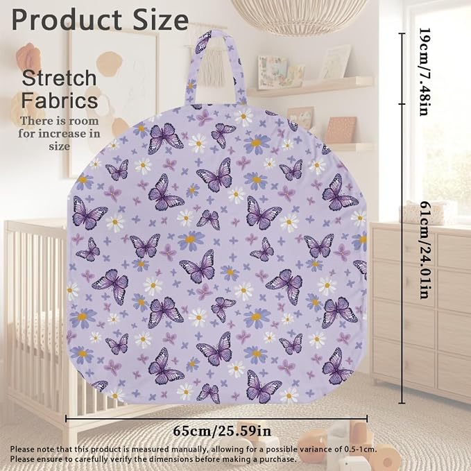 Purple Butterfly Nursing Pillow Cover Soft Breathable Feeding Pillow Slipcover for Breastfeeding Moms Fits Standard Infant Nursing Pillow for Boys and Girls Pillow Not Included