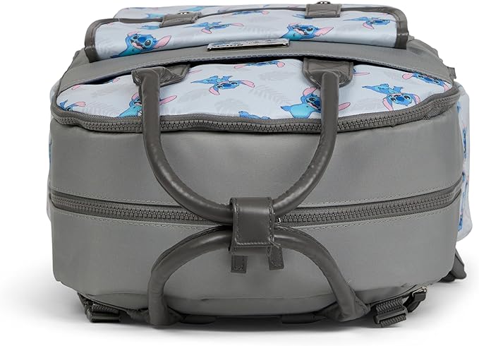 Disney Diaper Bag Backpack with Changing Pad Stich ??16??Nylon Baby Bag for Parents, Insulated Bottle Holders, Multiple Storage Pockets