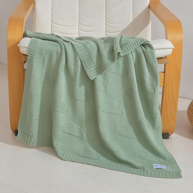 Baby Swaddle Blanket - 30x40 Inches,100% Luxury Cotton Knit, Breathable Swaddle, Soft Warm Swaddle Receiving Blanket for Newborns Infants & Toddlers(Sage Green)