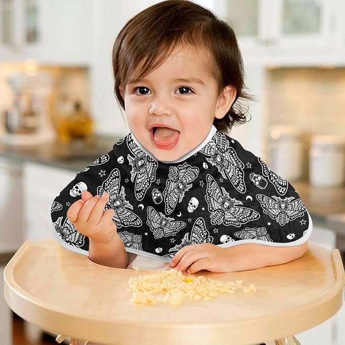 Gothic Gothic Skull Moth Muslin Burp Cloths for Baby Boys and Girls - 2-Pack Ultra Absorbent Muslin Washcloths, Newborn Towel, Milk Spit Up Rags, Burp Cloth Bibs, 22 x 11 Inch