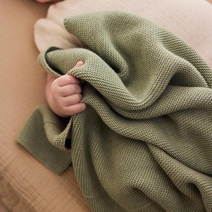 100% Organic Cotton Baby Boy Quilt Blanket for Sensitive Skin | Machine Washable Swaddle Blanket for Cribs, Car Seats & Strollers | Soft & Cozy (Roman Green)