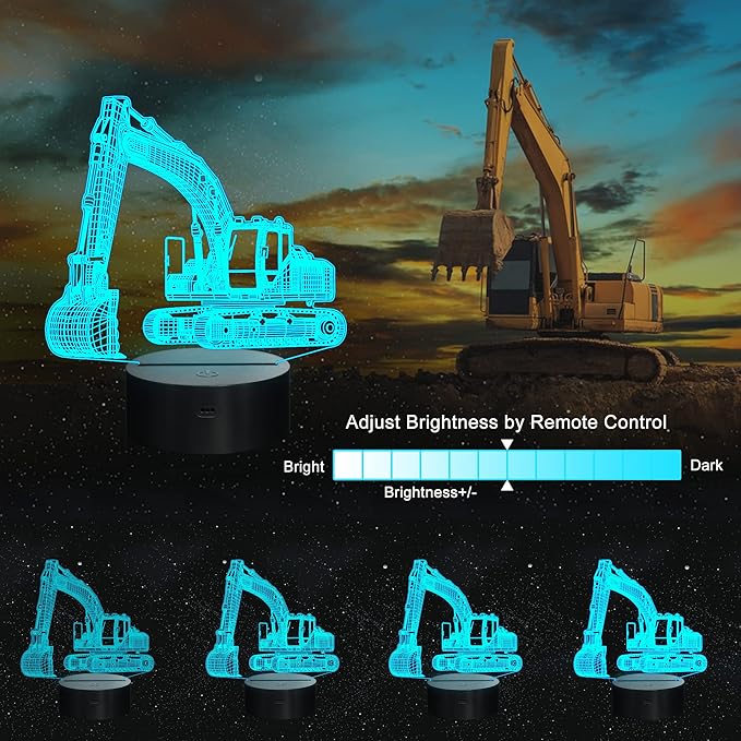 Ammonite Excavator 3D Lamp for Kids, LED Optical Illusion Night Light with Remote Control and Timing Function as Christmas Birthday Gifts Ideas for Boys Kids Teen