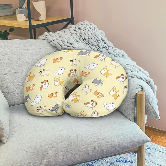 Cute Dog Baby Nursing Pillow Cover for Newborn, Stretchy Replaceable Pillow Cover Slipcover U-Shaped Breastfeeding Pillowcase Cushion Cover