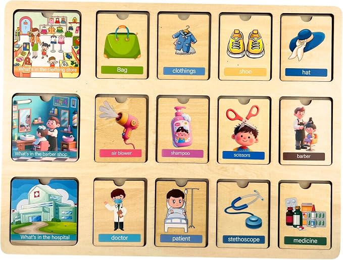 Montessori Wooden Classification Puzzle, Educational Learning Toy Board for Toddlers (Ages 3+)