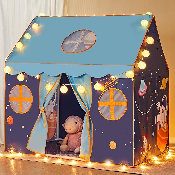 TTLOJ Gift for Christmas Outer Space Style Play Tents for Boys Girls, Large Playhouse Castle Toy for Toddler Play House, Teepee Tent Indoor Outdoor (Ball Lights NOT Included