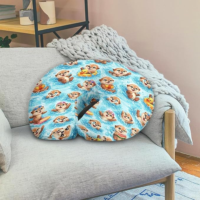 Jeiento Funny Cute Otter Nursing Pillow Cover Breastfeeding Pillow Slipcover for Baby Boys Girls Soft Comfortable Nursing Pillows Soft Cover with Zipper