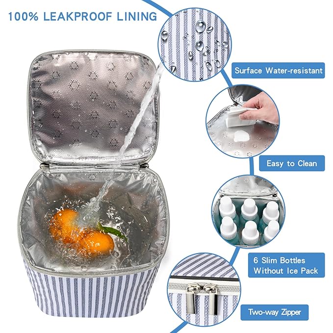 Breast Milk Cooler Bag with Ice Pack Fits 4 Baby Bottles Up to 9 Ounce, Baby Bottle Tote Bag Great for Nursing Mom Daycare