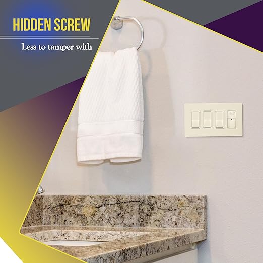 ENERLITES Screwless Decorator Wall Plates Child Safe Outlet Covers, Gloss Finish, Medium Size 4-Gang 4.88" H x 8.58??L, Unbreakable Polycarbonate Thermoplastic, SI8834M-LA, Light Almond
