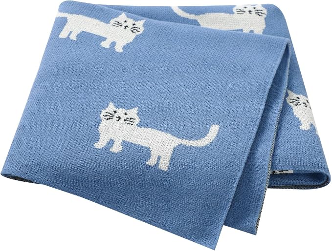 Hadetoto Baby Blankets for Boys and Girls, Newborn Knitted Cotton Swaddle Blankets Neutral Crochet Receiving Blanket, Baby Essentials, Registry & Gift, 40 x 30 inches
