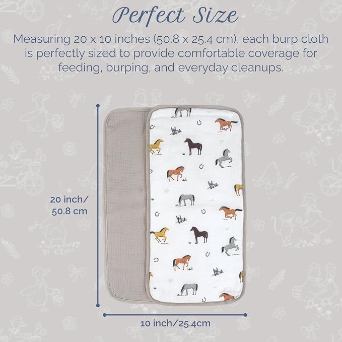 MON AMI Muslin Burp Cloths for Baby – 100% Cotton Burping Cloths for Babies, Extra Absorbent, Ultra-Soft, Baby Essentials