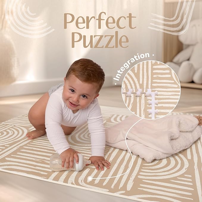 Baby Play Mat ??Premium Foam Playmat for Babies & Toddlers, 67" x 48", Neutral Modern Look, Easy-Clean & Non-Toxic, Decor-Friendly Baby Floor Play Mat for Any Room. Co-Toddlery